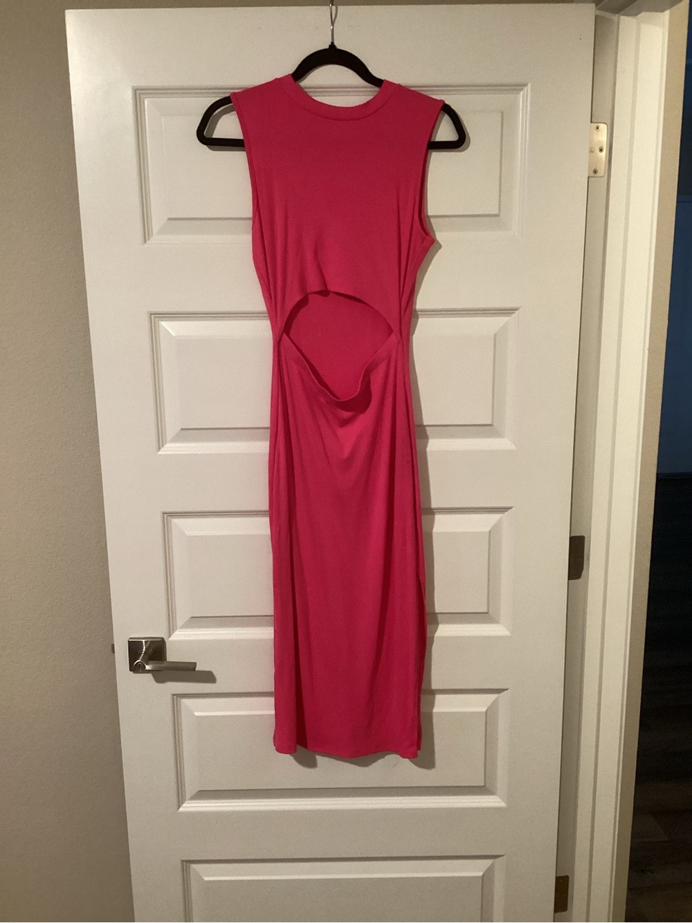 Sleeveless Hot Pink Cutout Bodycon Dress
